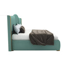 STRATA FURNITUR Sheesham Wood Queen Size Platfrom Bed with Box Storage and Upholstered Headboard | Stylish Wooden Double Bed Cot Palang Furniture for Bedroom, Hotel, Living Room, and Home (Greendust)