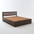 STRATA FURNITURE Sheesham Wood Queen Size Bed with Hydraulic Storage and Cushion Headboard for Living Room Bedroom Home Wooden Double Bed Cot Palang Furniture (Walnut Finish)