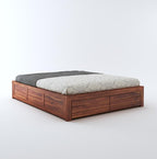 STRATA FURNITURE Sheesham Wood Queen Size Bed with Hydraulic Storage for Living Room Bedroom Home Wooden Double Bed Cot Palang Furniture (Honey Finish)