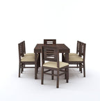 STRATA FURNITURE Solid Sheesham Wood 6 Seater Dining Table Set with Cushioned Chairs - 6 Chairs and 1 Table Dining Set for Dining Room Living Room Home Office Hotels Restaurant (Walnut Finish)