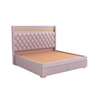 STRATA FURNITUR  Sheesham Wood Queen Size Bed with Hydraulic Box Storage and Upholstery Tufted Headboard | Wooden Double Bed Cot Palang Furniture for Bedroom, Hotels, Living Room, Home (Light Purple)