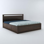 STRATA FURNITURE Sheesham Wood Queen Size Bed with Hydraulic Storage for Home Living Room Bedroom Wooden Double Bed Cot Palang Furniture (Walnut Finish)