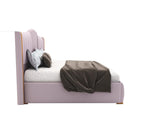 STRATA FURNITUR Sheesham Wood Queen Size Platfrom Bed with Box Storage and Upholstered Headboard | Stylish Wooden Double Bed Cot Palang Furniture for Bedroom, Hotels, Living Room, Home (Light Purple)