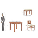 STRATA FURNITURE Solid Sheesham Wood 4 Seater Dining Table Set with Cushioned Chairs - 3 Chairs, 1 Bench and 1 Table Dining Set For Dining Room Living Room Home Office Hotels Restaurant (Honey Finish)