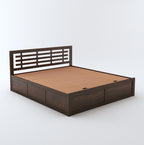 STRATA FURNITURE Sheesham Wood King Size Bed with Hydraulic Storage and Headboard for Bedroom Living Room Home Wooden Double Bed Cot Palang Furniture (Walnut Finish)