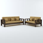 STRATA FURNITURE Sheesham Wood 5 Seater Sofa Set for Hall Home Office Living Room Solid Wooden 3+2 Seater Sofa Set Furniture (Walnut Finish)