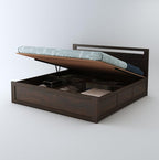 STRATA FURNITURE Sheesham Wood Queen Size Bed with Hydraulic Storage for Home Living Room Bedroom Wooden Double Bed Cot Palang Furniture (Walnut Finish)