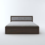 STRATA FURNITURE Sheesham Wood King Size Bed with Hydraulic Storage and Cushion Headboard for Living Room Bedroom Home Wooden Double Bed Cot Palang Furniture (Walnut Finish)