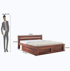 STRATA FURNITURE Sheesham Wood King Size Bed with Drawer Storage and Headboard for Bedroom Living Room Home Wooden Double Cot Bed Palang Furniture (Honey Finish)