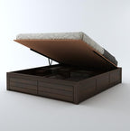 STRATA FURNITURE Sheesham Wood King Size Bed with Hydraulic Storage for Living Room Bedroom Home Wooden Double Bed Cot Palang Furniture (Walnut Finish)
