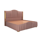 STRATA FURNITUR Sheesham Wood Queen Size Platfrom Bed with Box Storage and Upholstered Headboard | Stylish Wooden Double Bed Cot Palang Furniture for Bedroom, Hotel, Living Room and Home (Onion Pink)