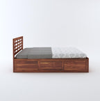 STRATA FURNITURE Sheesham Wood King Size Bed with Box Storage and Headboard for Bedroom Living Room Home Wooden Double Bed Cot Palang Furniture (Honey Finish)