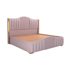 STRATA FURNITUR Sheesham Wood Queen Size Platfrom Bed with Box Storage and Upholstered Headboard | Stylish Wooden Double Bed Cot Palang Furniture for Bedroom, Hotels, Living Room, Home (Light Purple)