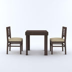 STRATA FURNITURE Solid Sheesham Wood 2 Seater Dining Table Set with Cushioned Chairs - 2 Chairs and 1 Table Dining Set for Dining Room Living Room Home Office Hotels Restaurant (Walnut Finish)