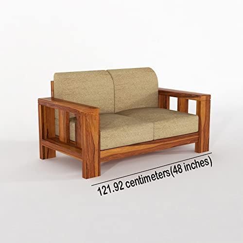 STRATA FURNITURE Solid Sheesham Wood 6 Seater Sofa Set for Living Room Bedroom Furniture Six Seater Sofa Wooden 3+2+1 Seater Sofa Couch for Home, Hall, and Office (Natural Finish)