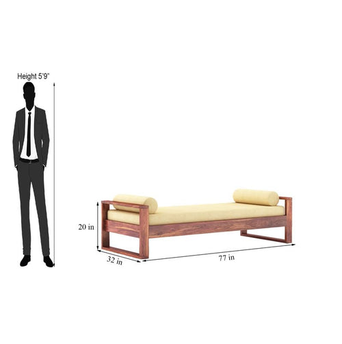 STRATA FURNITURE Sheesham Wood Diwan Bed for Bedroom Living Room (Honey Finish), Single