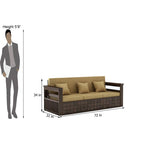 STRATA FURNITURE Sheesham Wood 5 Seater Sofa Set for Living Room Home Office Solid Wooden 3+1+1 Seater Sofa Set Furniture (Walnut Finish)
