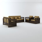 STRATA FURNITURE Sheesham Wood 7 Seater Sofa Set for Living Room Home Office Solid Wooden 3+2+1+1 Seater Sofa Set Furniture (Walnut Finish)