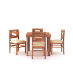 STRATA FURNITURE Solid Sheesham Wood 4 Seater Dining Table Set with Cushioned Chairs - 4 Chairs and 1 Table Dining Set for Dining Room Living Room Home Office Hotels Restaurant (Honey Finish)