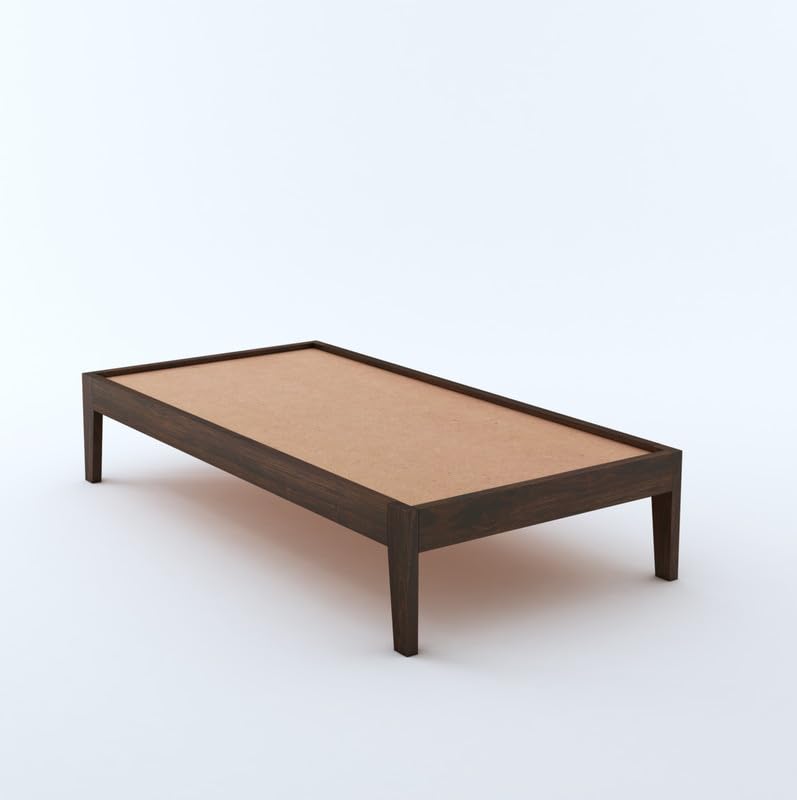 STRATA FURNITURE Sheesham Wood Single Size Bed Without Storage for Bedroom Living Room Home Wooden Palang Bed (Walnut Finish)