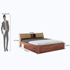 STRATA FURNITURE Sheesham Wood King Size Bed with Drawer and Headboard Storage for Bedroom Living Room Home Wooden Double Bed Cot Palang Furniture (Honey Finish)