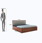 STRATA FURNITURE Sheesham Wood King Size Bed with Hydraulic and Cushion Headboard Storage for Living Room Home Bedroom Wooden Double Bed Cot Palang Furniture (Honey Finish)