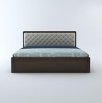 STRATA FURNITURE Sheesham Wood Queen Size Bed with Hydraulic and Cushion Headboard Storage for Living Room Home Bedroom | Wooden Double Bed Cot Palang Furniture (Honey Finish)