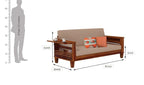 STRATA FURNITURE Sheesham Wood 3 Seater Sofa Set for Living Room Office Home Wooden Sofa Cum Bed with Side Magzine Newspaper Holder (Honey Finish)