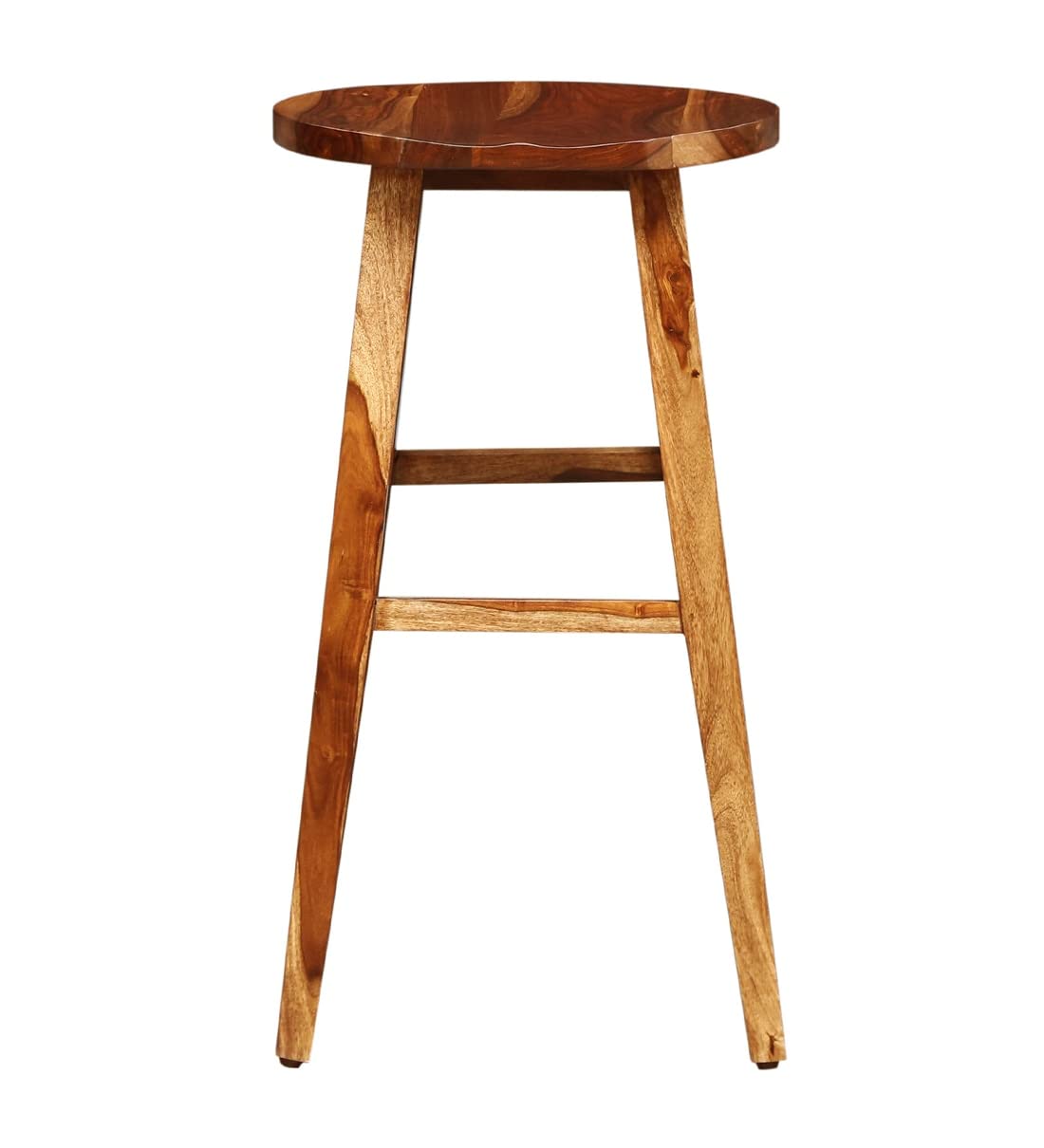 STRATA FURNITURE Solid Sheesham Wood High Bar Chair Wooden Kitchen Stool for Home and Restaurents (Rustik Teak Finish)