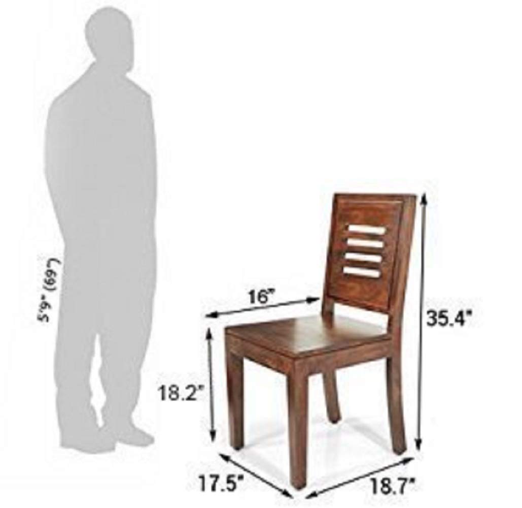 Strata Furniture Solid Sheesham Wood Dining/Balcony Chairs For Home And Office | Teak Finish | Set of 2