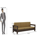 STRATA FURNITURE Sheesham Wood 5 Seater Sofa Set for Living Room Office Hall Solid Wooden 3+1+1 Seater Sofa Set Furniture (Walnut Finish)
