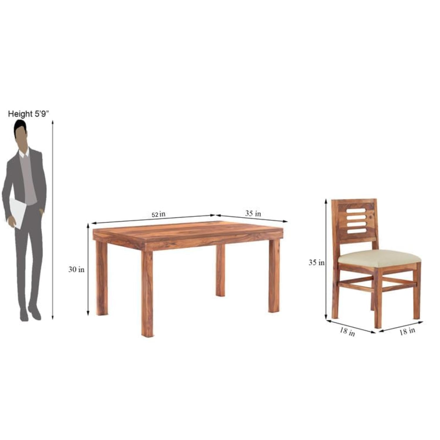 STRATA FURNITURE Solid Sheesham Wood 6 Seater Dining Table Set with Cushioned Chairs - 6 Chairs and 1 Table Dining Set for Dining Room Living Room Home Office Hotels Restaurant (Honey Finish)