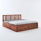STRATA FURNITURE Sheesham Wood King Size Bed with Box Storage and Headboard for Bedroom Living Room Home Wooden Double Bed Cot Palang Furniture (Honey Finish)