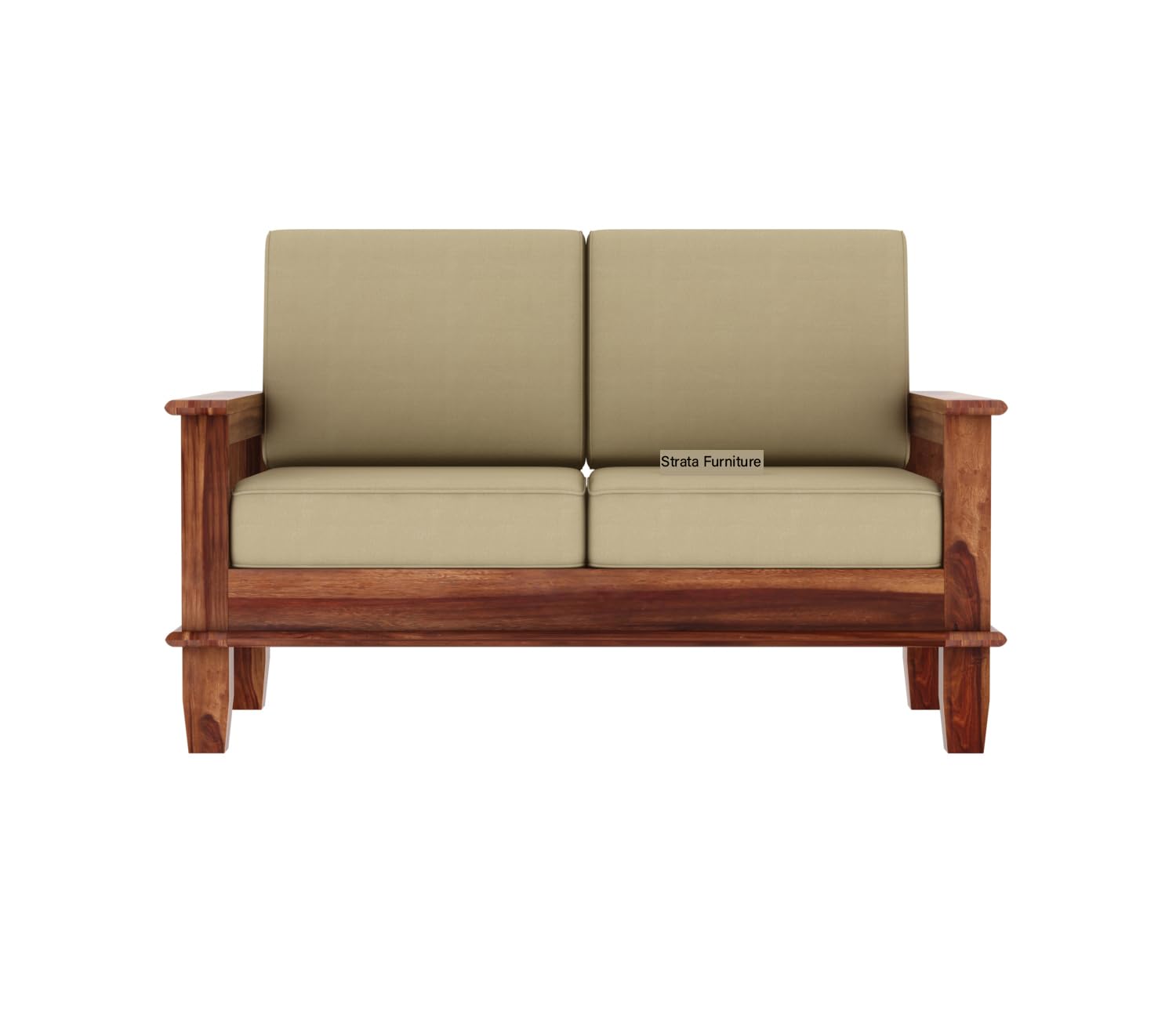 STRATA FURNITURE Sheesham Wood 2 Seater Sofa Set for Living Room Home Office Solid Wood Sofa Set Furniture Wooden Sofa Set Two Seater (Honey Finish)