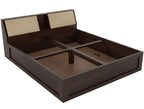 STRATA FURNITURE Sheesham Wood Queen Size Bed with Box and Headboard Storage for Bedroom Home (Walnut Finish)