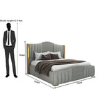 STRATA FURNITUR Sheesham Wood King Size Platfrom Bed with Box Storage and Upholstered Headboard | Stylish Wooden Double Bed Cot Palang Furniture for Bedroom, Hotels, Living Room, and Home (Grey)