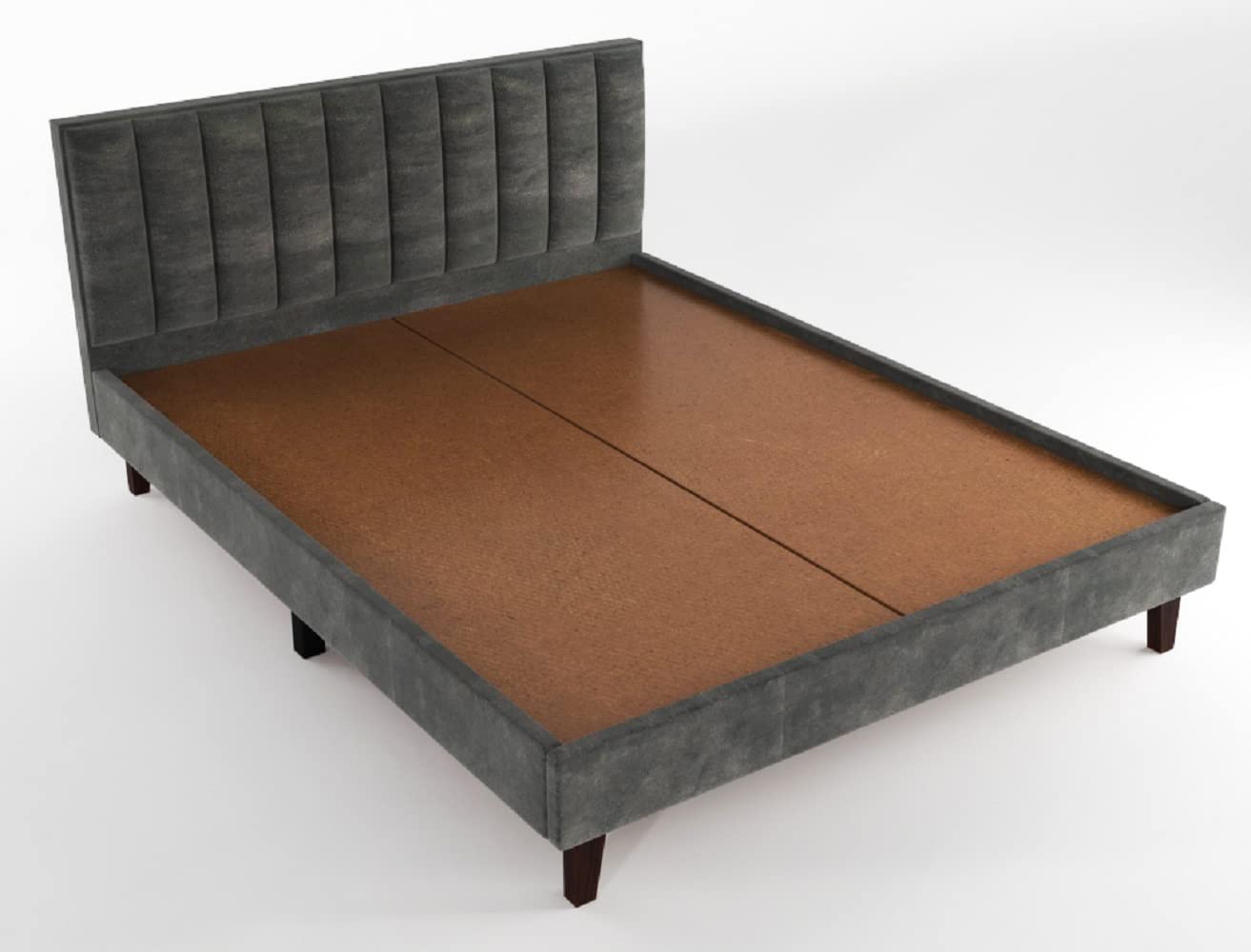 STRATA FURNITURE Wooden King Size Bed Cot Bed Furniture Upholstered Double Bed for Bedroom Living Room Home (Grey Finish)