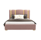 STRATA FURNITUR Sheesham Wood Queen Size Platfrom Bed with Box Storage and Upholstered Headboard | Modern Wooden Double Bed Cot Palang Furniture for Bedroom, Hotel, Living Room, and Home (Onion Pink)