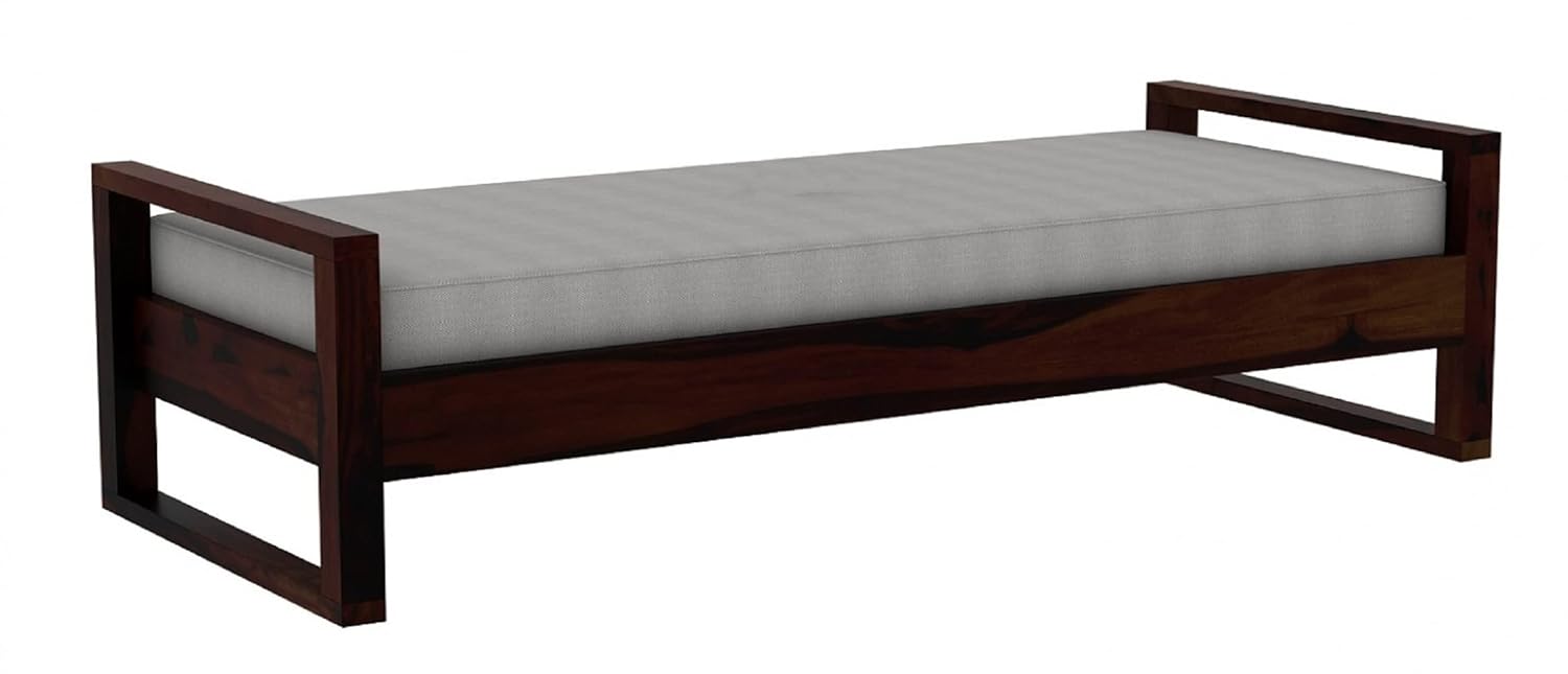 STRATA FURNITURE Sheesham Wood 3 Seater Diwan Bed For Bedroom Living Room (Walnut Finish), Single