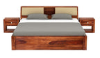 STRATA FURNITURE Sheesham Wood King Size Double Bed Without Storage Wooden Palang Cot for Bedroom Living Room Furniture (Honey Finish)