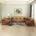 STRATA FURNITURE Sheesham Wood 7 Seater Sofa Set for Living Room Home Office Solid Wooden 3+2+1+1 Seater Sofa Set Furniture (Honey Finish)