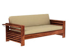 STRATA FURNITURE Sheesham Wood 5 Seater Sofa Set for Living Room Home Office 3+1+1 Solid Wood Sofa Set Wooden Sofa Set 5 Seater (Natural Teak Finish)