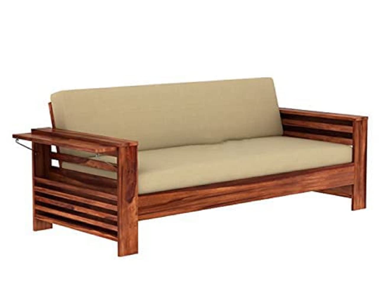 STRATA FURNITURE Sheesham Wood 5 Seater Sofa Set for Living Room Home Office 3+1+1 Solid Wood Sofa Set Wooden Sofa Set 5 Seater (Natural Teak Finish)