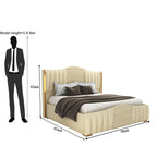 STRATA FURNITUR Sheesham Wood King Size Platfrom Bed with Box Storage and Upholstered Headboard | Stylish Wooden Double Bed Cot Palang Furniture for Bedroom, Hotels, Living Room, and Home (Beige)