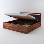 STRATA FURNITURE Sheesham Wood Queen Size Bed with Hydraulic Storage for Home Living Room Bedroom Wooden Double Bed Cot Palang Furniture (Honey Finish)