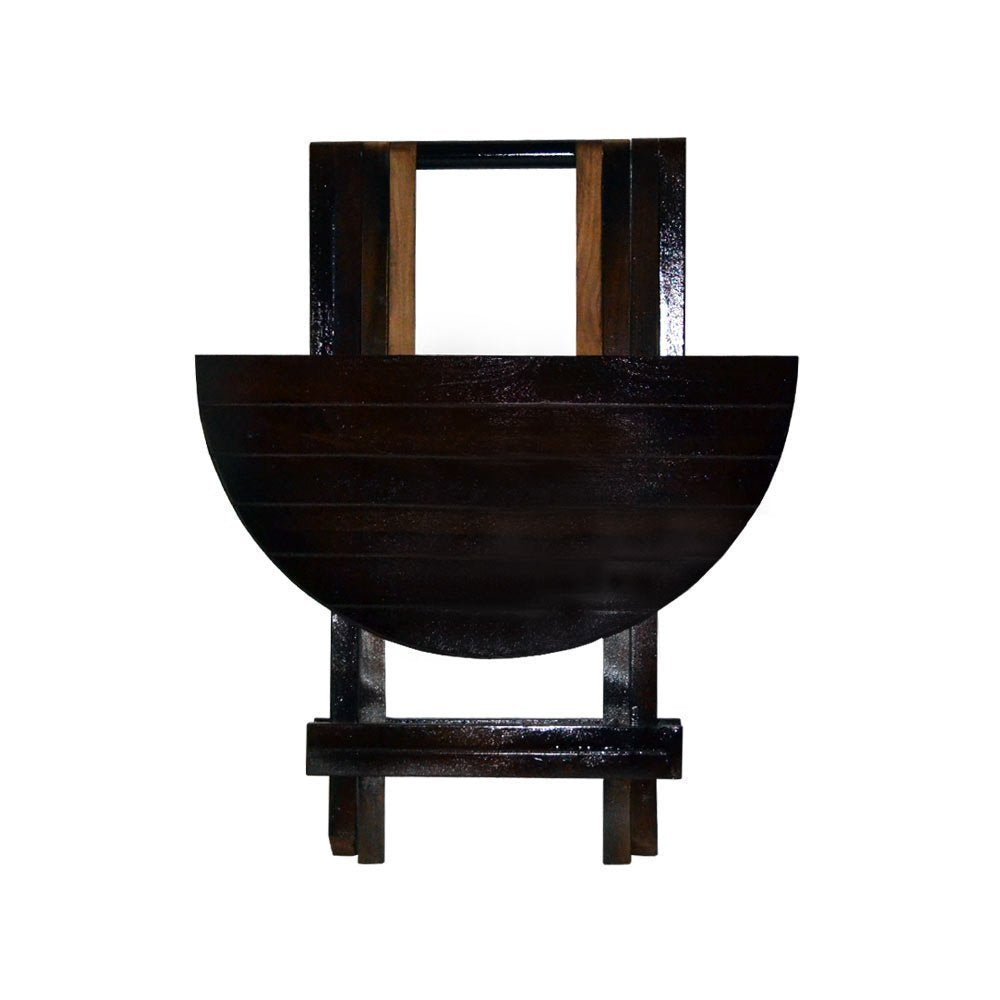 STRATA FURNITURE Sheesham Wood Round Folding Coffee Table Wooden Teapoy Table for Living Room Home Office - (Black Finish)