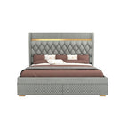 STRATA FURNITUR Sheesham Wood Queen Size Bed with Hydraulic Box Storage and Upholstery Tufted Headboard | Wooden Double Bed Cot Palang Furniture for Bedroom, Hotels, Living Room, and Home (Grey)