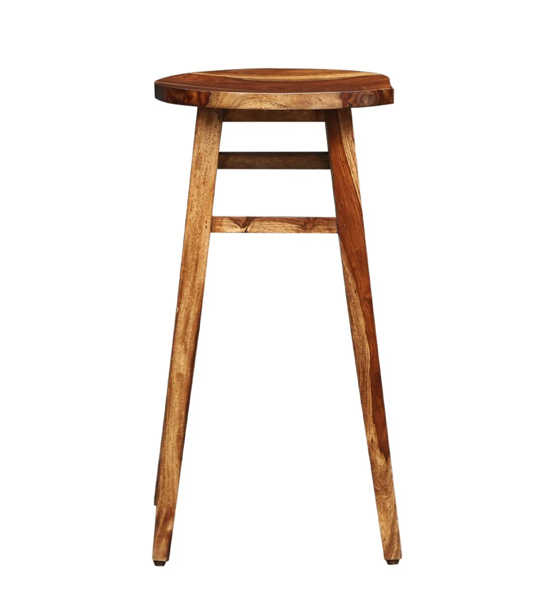 STRATA FURNITURE Solid Sheesham Wood High Bar Chair Wooden Kitchen Stool for Home and Restaurents (Rustik Teak Finish)