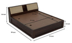 STRATA FURNITURE Sheesham Wood Queen Size Bed with Box and Headboard Storage for Bedroom Home (Walnut Finish)