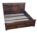 STRATA FURNITURE Sheesham Wood King Size Bed with Box Storage Wooden Double Bed Cot Bed Furniture for Bedroom Living Room Home (Natural Brown Finish)